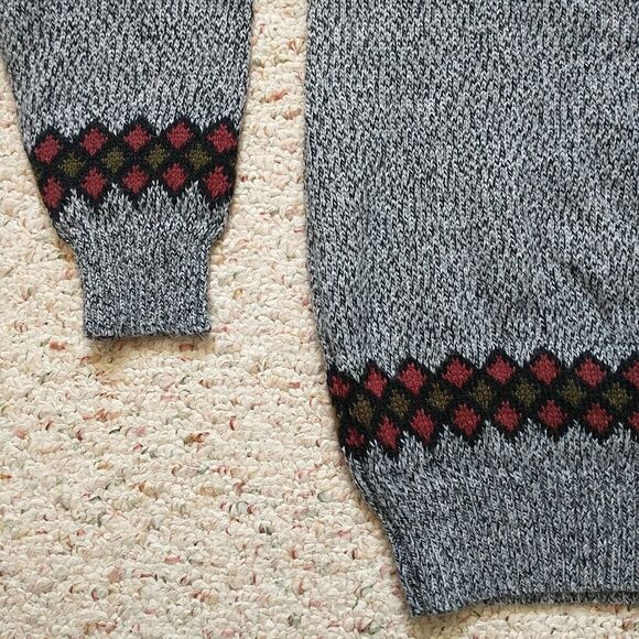 Ugly Sweater Women  Gray Reindeer Lama Fair Isle Hand Made Knit - Picture 4 of 9